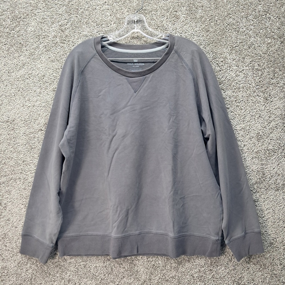 Mack Weldon Ace Crewneck Sweatshirt Mens XXL Dark Gray Charcoal Cotton Spandex